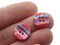 10 13mm Red Pink Blue and Purple Striped Resin Flat Round Plastic Four Hole Buttons